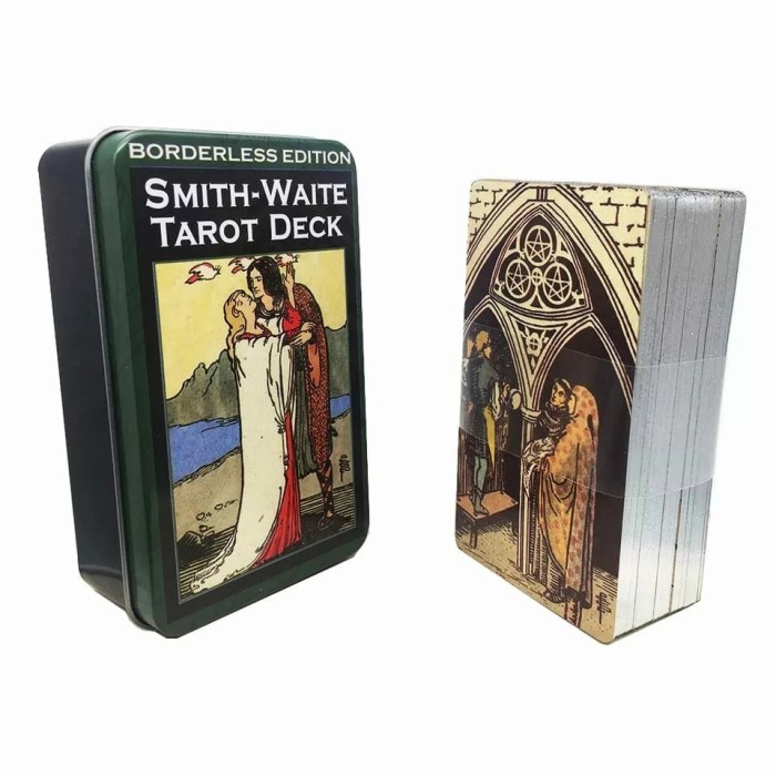 Play Waite Smith Borderless Tarot Dengan Kotak Kaleng Pinggiran Silver