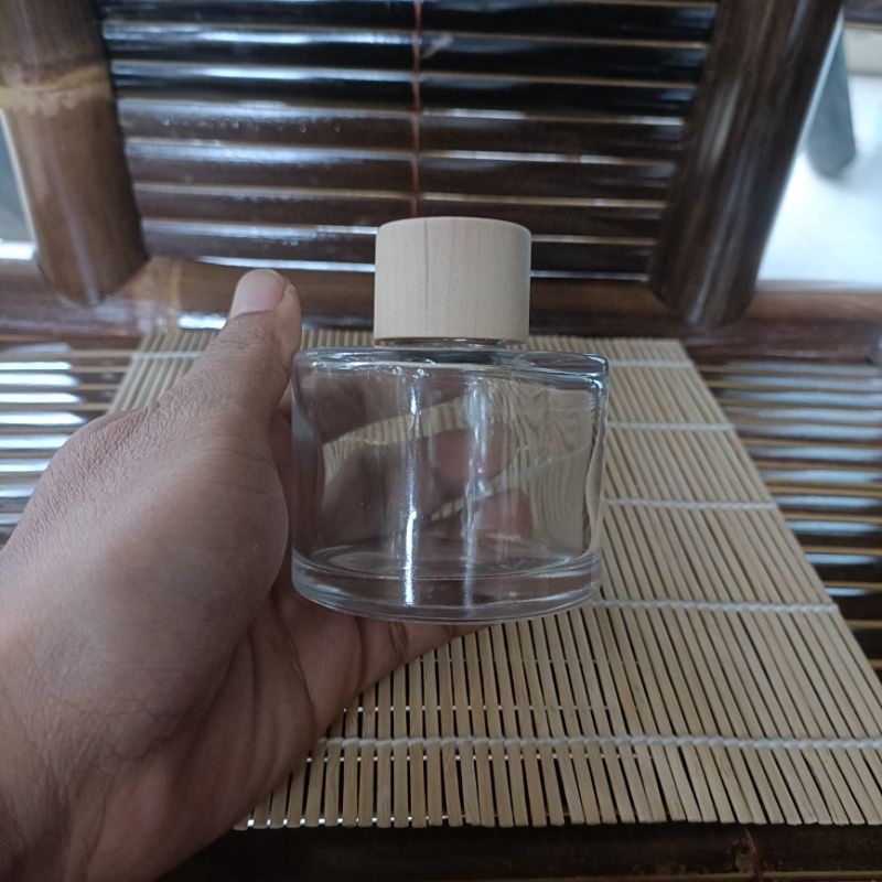 Botol reed diffuser 100ml bulat tutup kayu round lid / botol diffuser