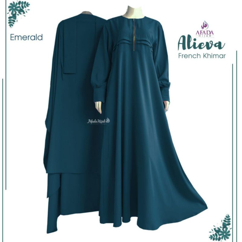 ALIEVA by AFADA French Khimar Cadar Black, Ocean Blue dan Emerald