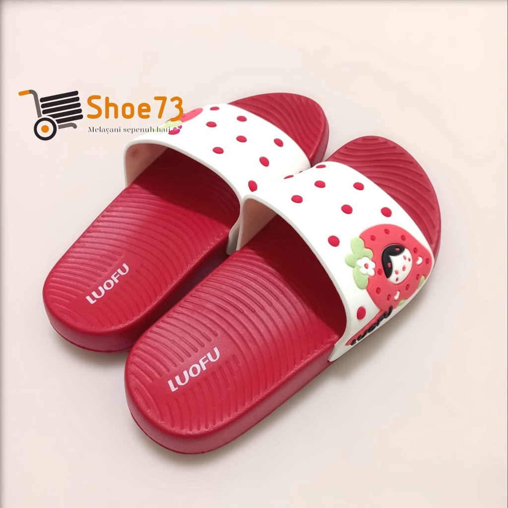 LUOFU E 7181 - B36. SIZE 24-35 ORIGINAL l Sandal Selop jelly anak perempuan l Sendal kokop anak cewek impor