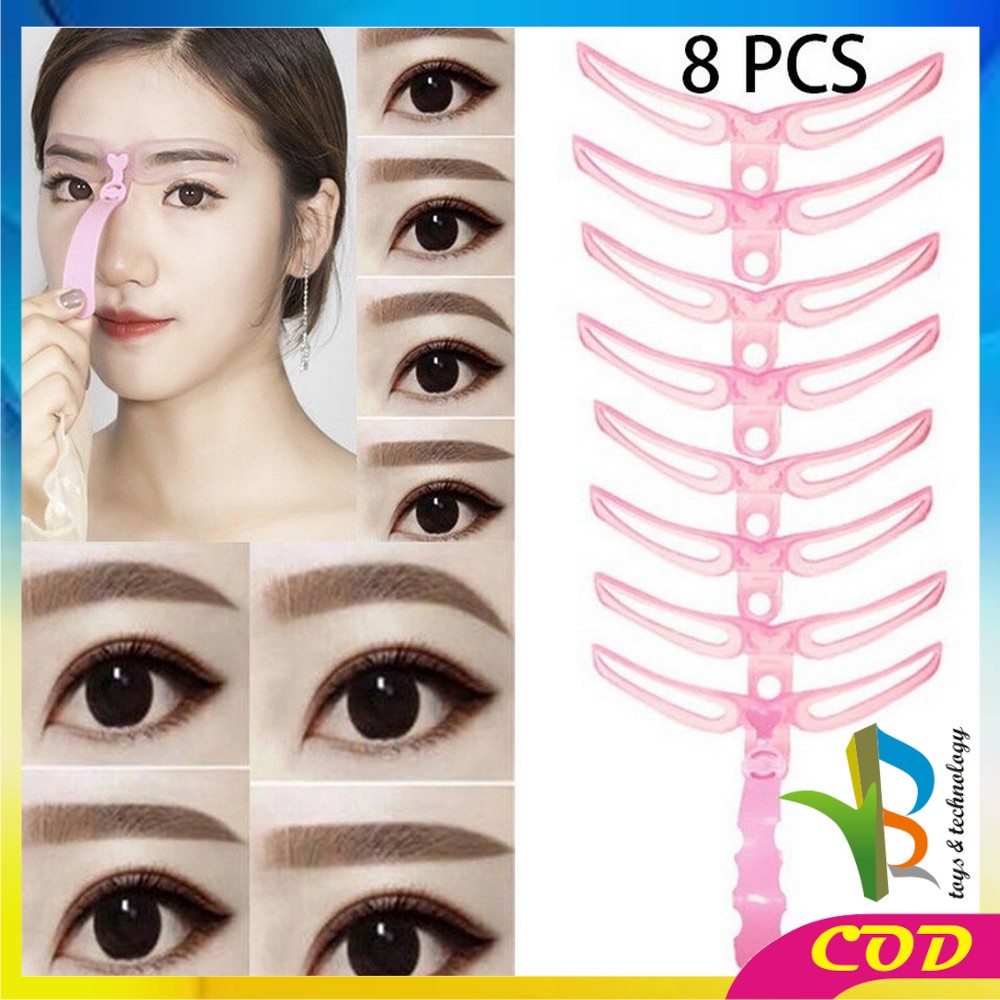 RB-K49 Cetakan Alis 8 IN 1 Wanita Eyebrow Template Alat Cetakan Alis Korea Delapan Model / Alat Cetak Gambar Alis