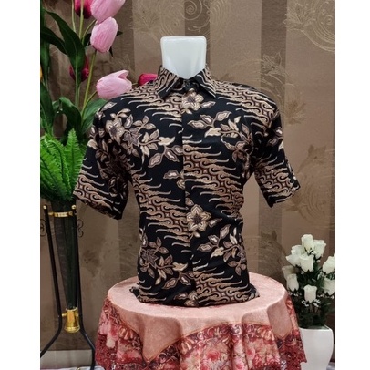 KEMEJA BATIK PRIA / KEMEJA MOTIF BATIK LENGAN PANJANG DAN LENGAN PENDEK MOTIF KERASAKTI COKLAT