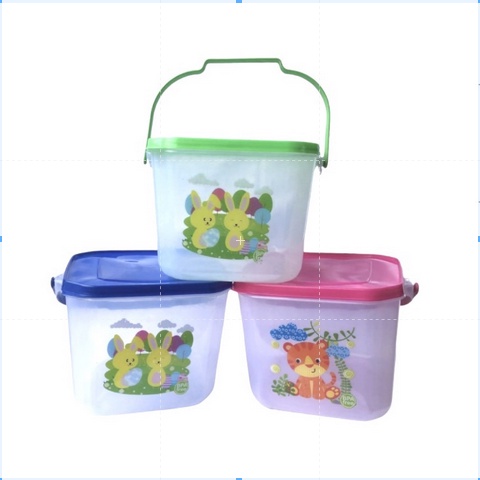 GROSIR 12 PCS - Toples Segi 5 Liter + Gagang/Toples Plastik 5 Liter/Toples Kerupuk/Toples Kue Kering