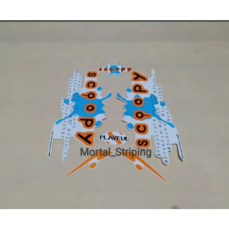 STIKER STRIPING LES LIS BODY SCOOPY FI PLAYFUL 2017 2018 WARNA PUTIH BIRU STANDAR