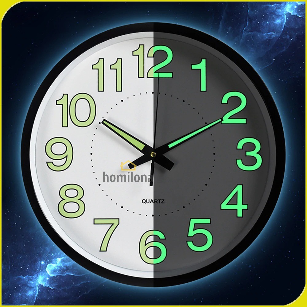 LUMINOVA Jam Dinding Bulat Quartz Luminous Glow in The Dark 30CM MDB4 MDB1 MDB2 MDB3 MDB4