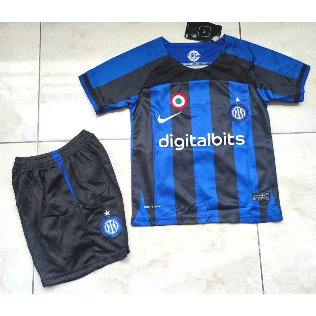 Setelan Jersey Baju Bola Anak Inter Home Kids 2022 2023 Fullset Satu Set Grade Ori