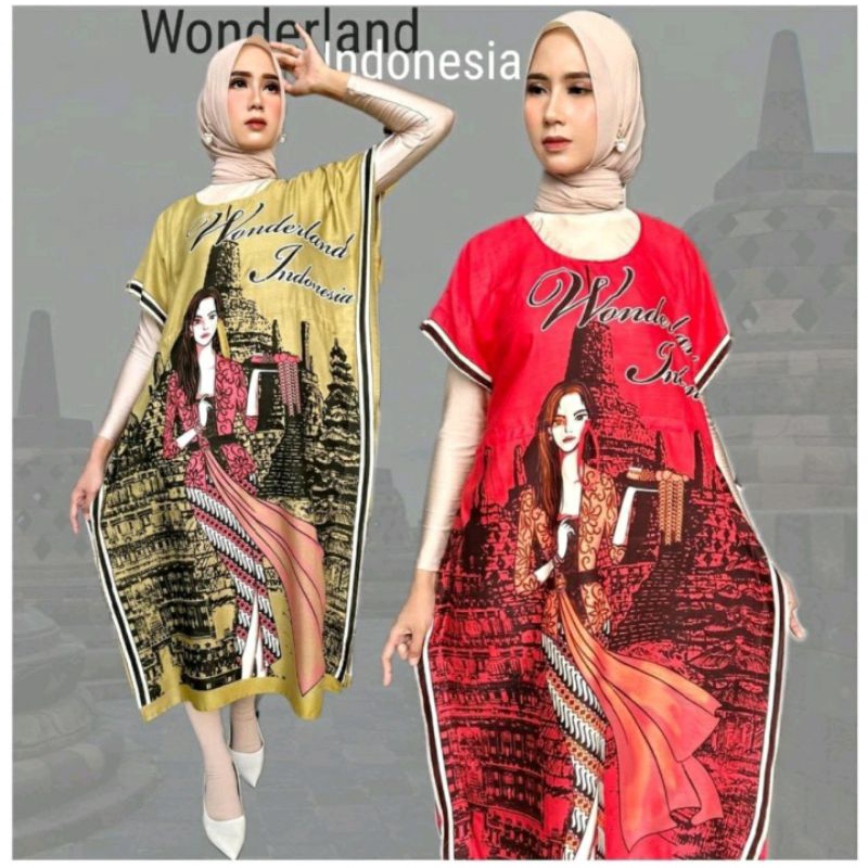 DASTER PREMIUM MOTIF WONDERLAND BUSUI KANCING DRESS BUMIL BAJU TIDUR