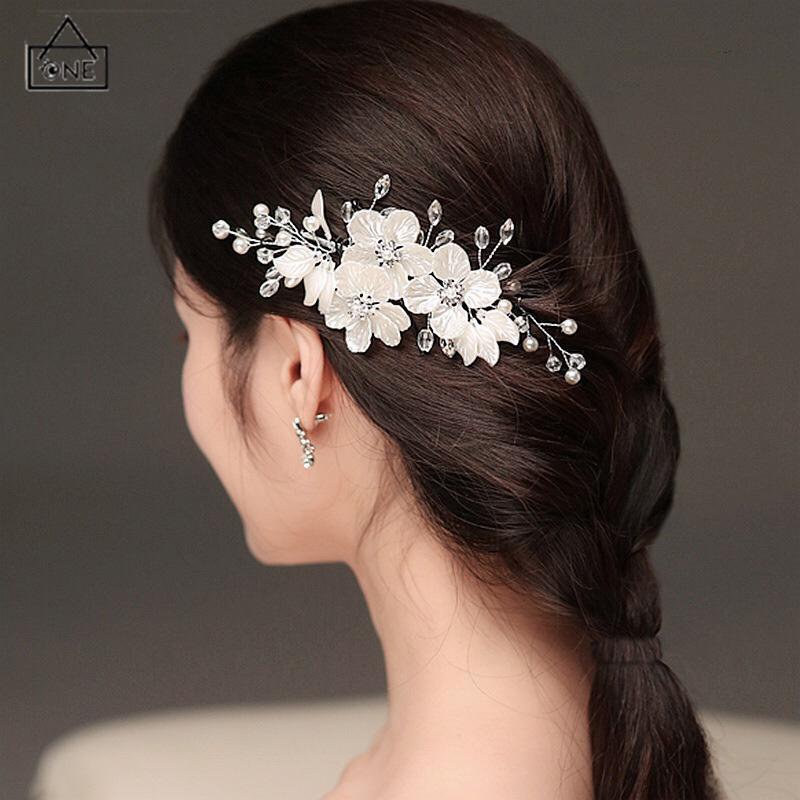 COD❤️Hairpin Tusuk Konde Bunga Korea Wanita Dan Anak Klip Samping Kartu Rambut Kristal Mutiara Aksesoris Pernikahan Hiasan Kepala Bridal Wedding Hair Comb