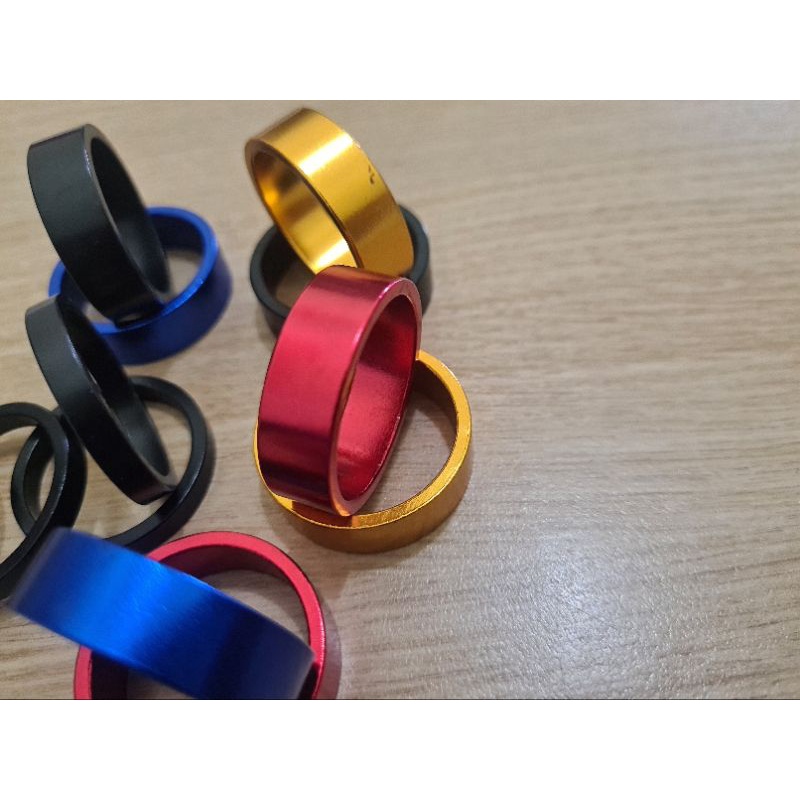 Ring Spacer Spicer Headset Stem Sepeda Ukuran 5mm 10mm 5 mm 10 mm 1cm 0.5cm alloy Aluminium Warna Biru Gold Merah Hitam