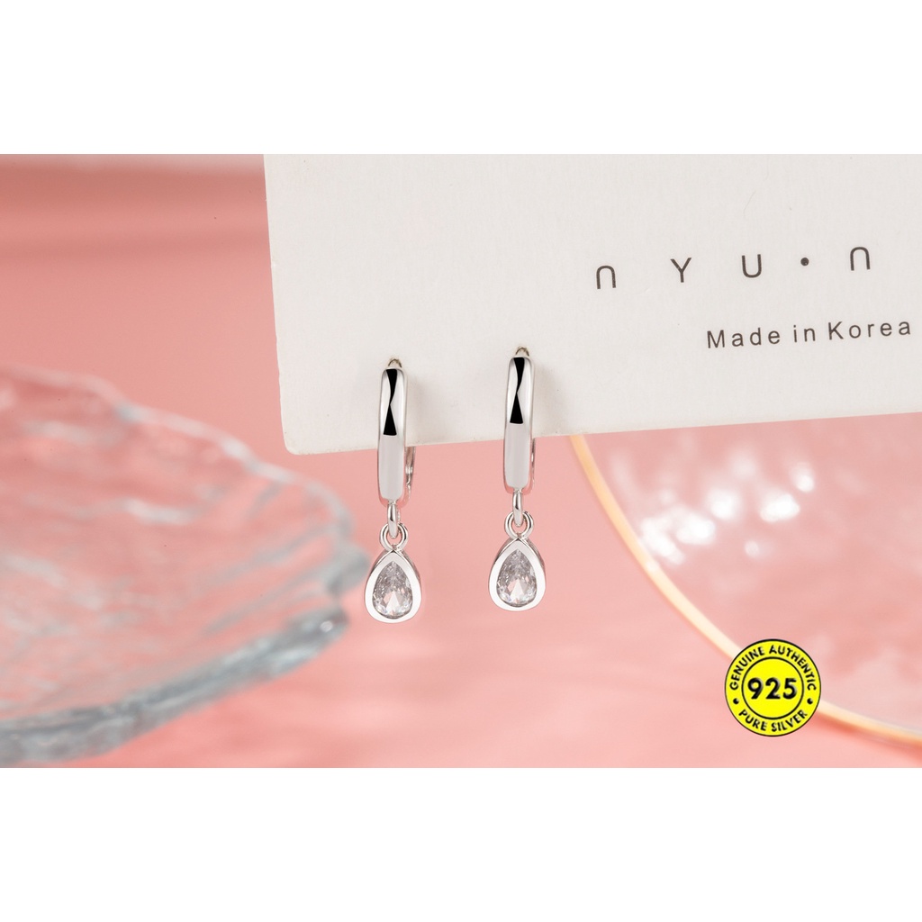 Anting Jepit Telinga Tetes Air Zircon 18K Model Dingin U1161