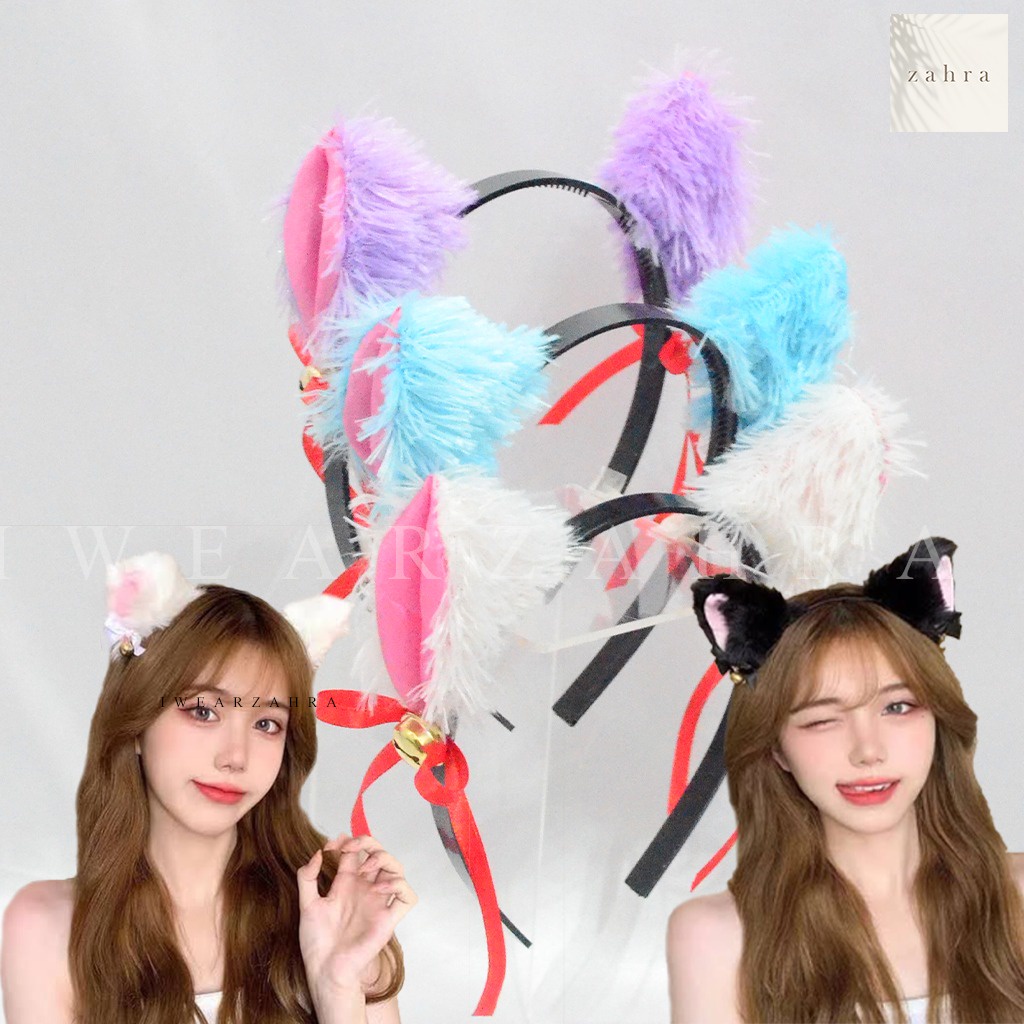 NEKOMIMI HEADBAND [ PITA BELT ] - Costume Anime Bando Cosplay Kostum Telinga Kucing Pita Bel Bulu Cat Ear Hair Accecoris Aksesoris Rambut Lucu Murah