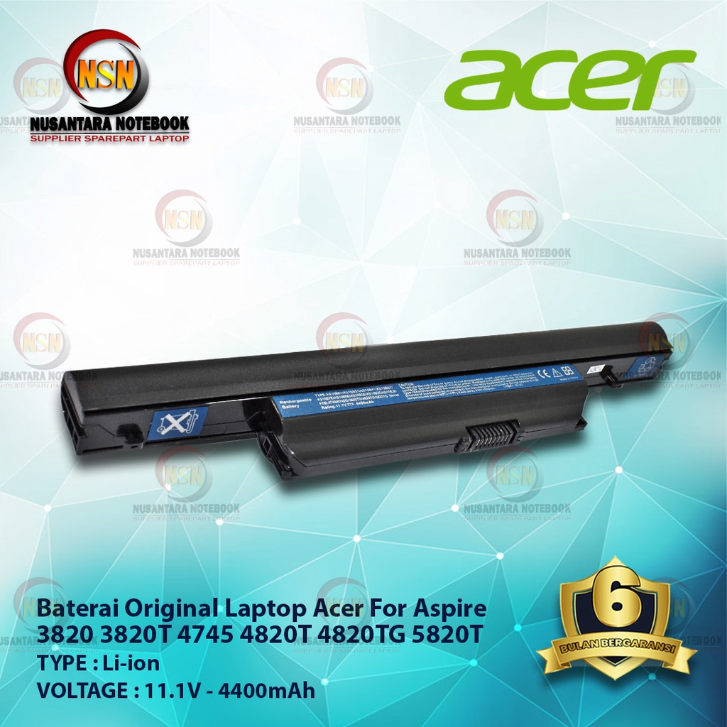 Baterai Acer Aspire Original 3820 3820T 4745 4745G 4820T 4820TG 5820T 11.1 4400mAh