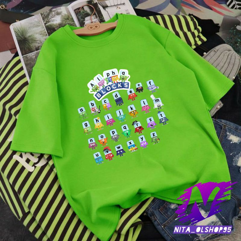 baju anak kaos anak alphabet block