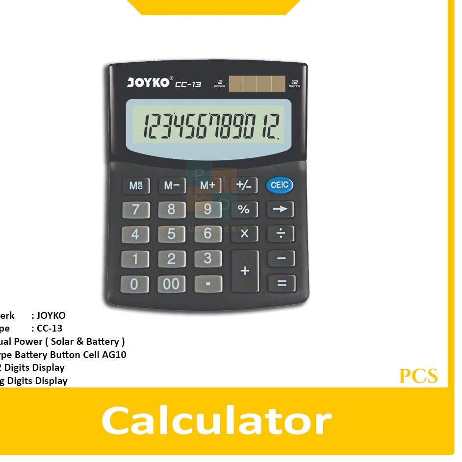 

Terbaik! JOYKO - Calculator - Kalkulator CC-13 - 12 Digits - Pcs . . . . . .
