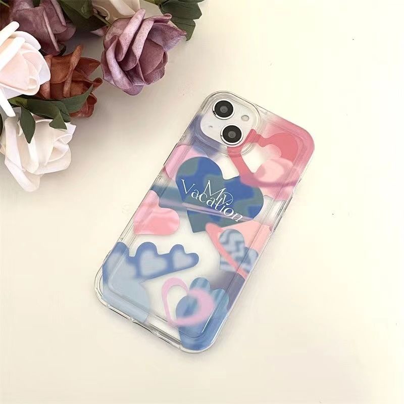 IPHONE Love Soft Phone Casing Kompatibel Untuk Iphone14 13 12 11 Pro XS Max X XR Casing Transparan Shockproof Case7 8 6 6S Plus Cover TPU