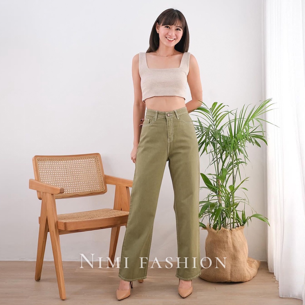 NIMI - Yori HW Loose Jeans Celana Kulot Jeans High Waist Wanita