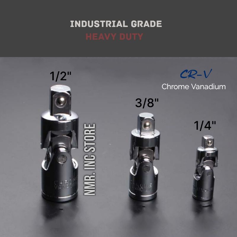 Sambungan Joint Fleksibel Maks. 90 Derajat Mata Kunci Shock Adaptor Conector Steering 1/4, 3/8, 1/2, Adapter Konektor, Chrome Vanadium.