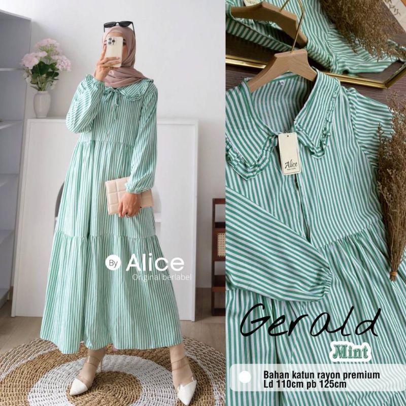 0GAMIS DERSS MOTIF GARIS //SALUR MEWAH PAKAIAN WANITA LENGAN PANJANG DEWASA BAHAN KATUN YERAP KERING