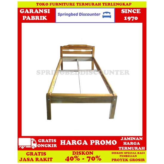 Ranjang Kayu Jati Tunggal One Heart Premium 120X200 Minimalis Murah