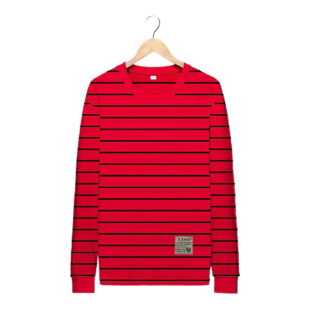 Kaos polos Kaos oblong pria stripe belang belang / atasan baju kaos garis garis lengan panjang