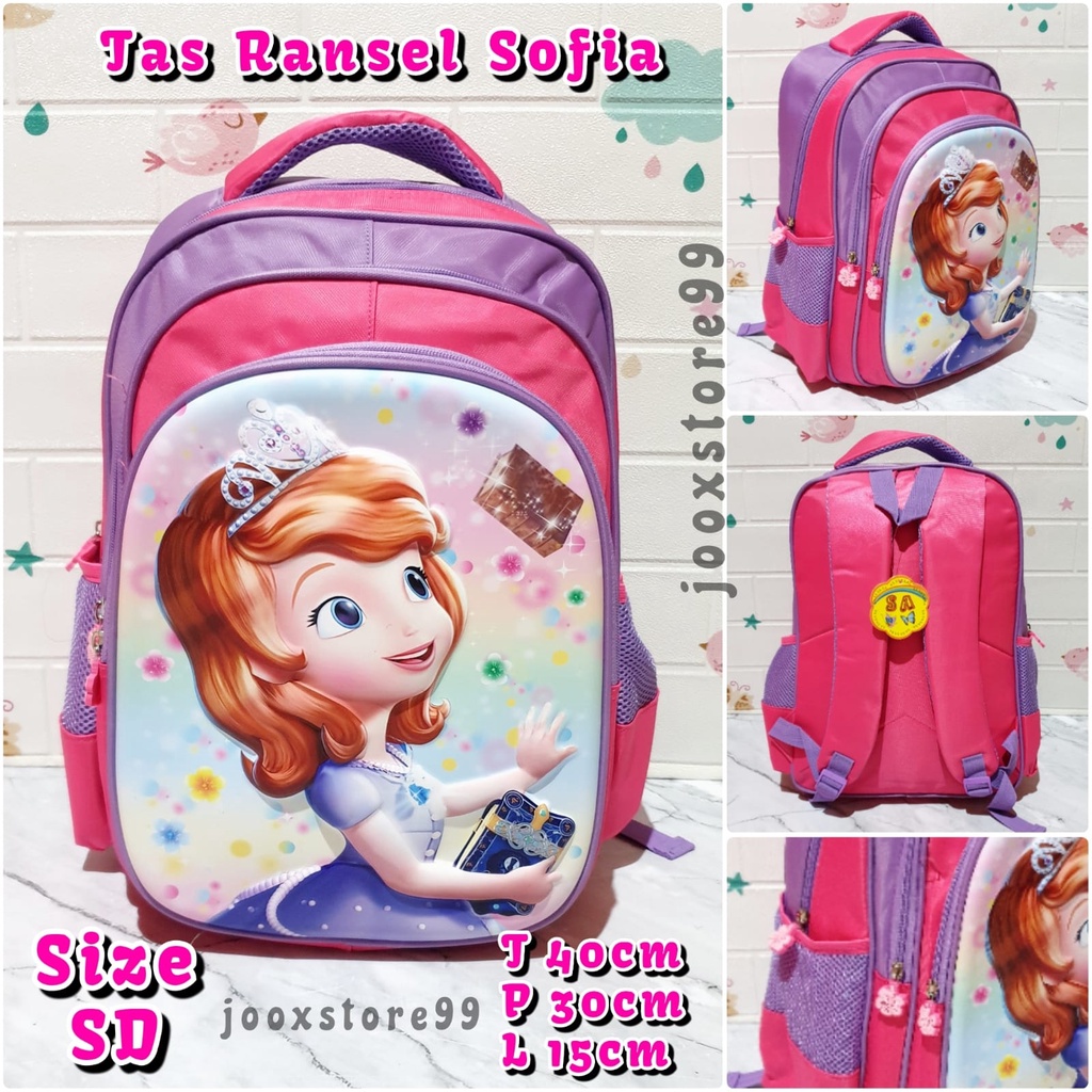 Tas Sekolah Anak SD Ransel Motif Unicorn Timbul 3D Backpack Anak Perempuan Import