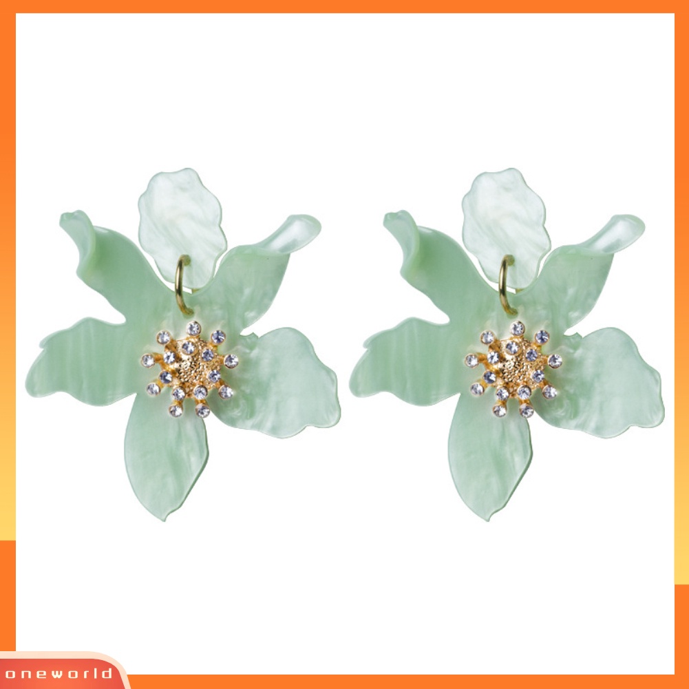 [WONE] Wanita Elegan Liontin Bunga Akrilik Statement Ear Studs Earrings Perhiasan Hadiah