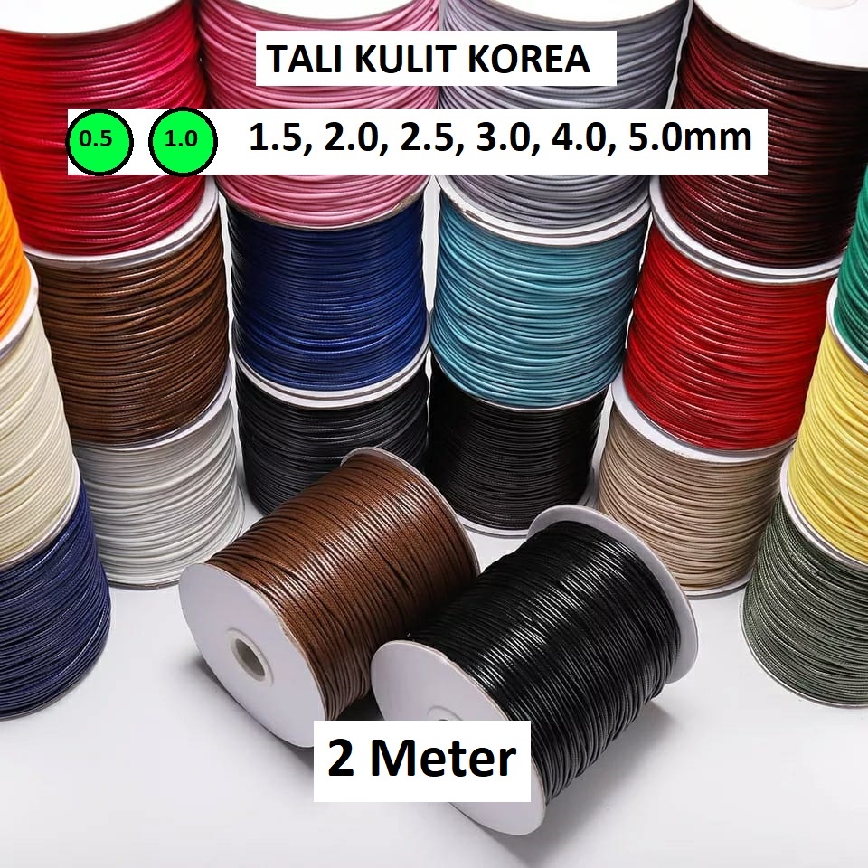 Tali Korea Wax Cord/Tali Kulit Korea/Tali Gelang Glossy Korea Untuk DIY uk 0.5-1.0mm Harga/2 Meter