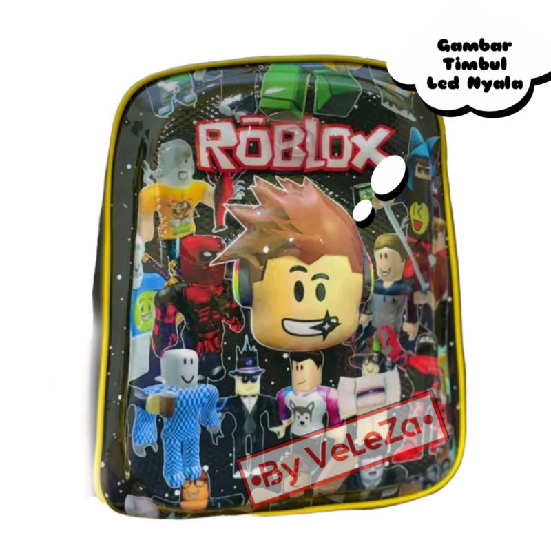 Tas Ransel Troli Anak Karakter ROBLOX LED Gambar Timbul - Tas Sekolah TK SD - Tas Ransel - Tas Troli
