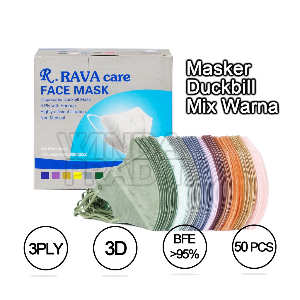 Masker Duckbil Masker Duckbill 50 Pcs Mix Warna Warni  Face Mask-4