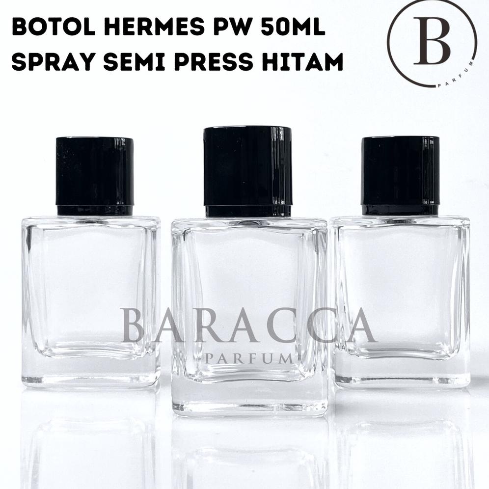 ㅸ Botol Parfum Hermes 50ML Semi Press Tutup Oval - Botol Parfum Kosong Hermes Tutup Hitam - Botol Pa