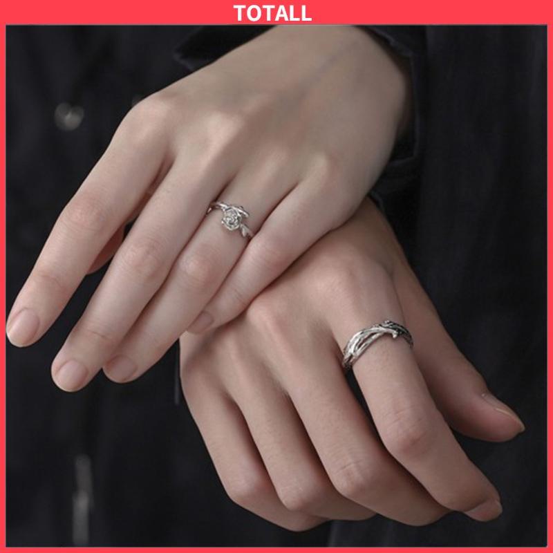 COD 2Pcs/Set Cincin Wanita Mawar Korea Fashion Sederhana Adjustable Cincin Perhiasan Fashion-Totall