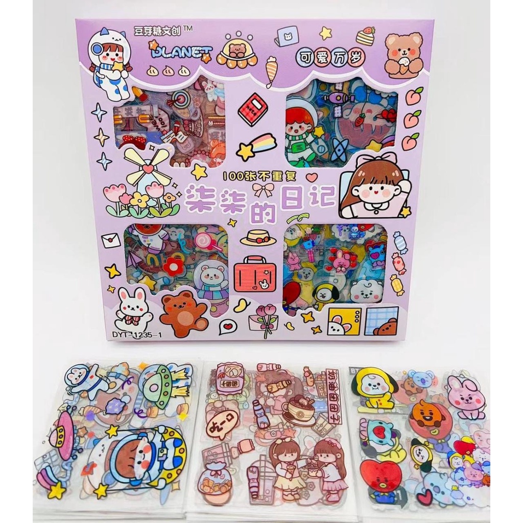 

Stiker Momo x BTS 100 pcs Stiker Motif Korea Lucu Anti Air Stiker Waterproof isi 100