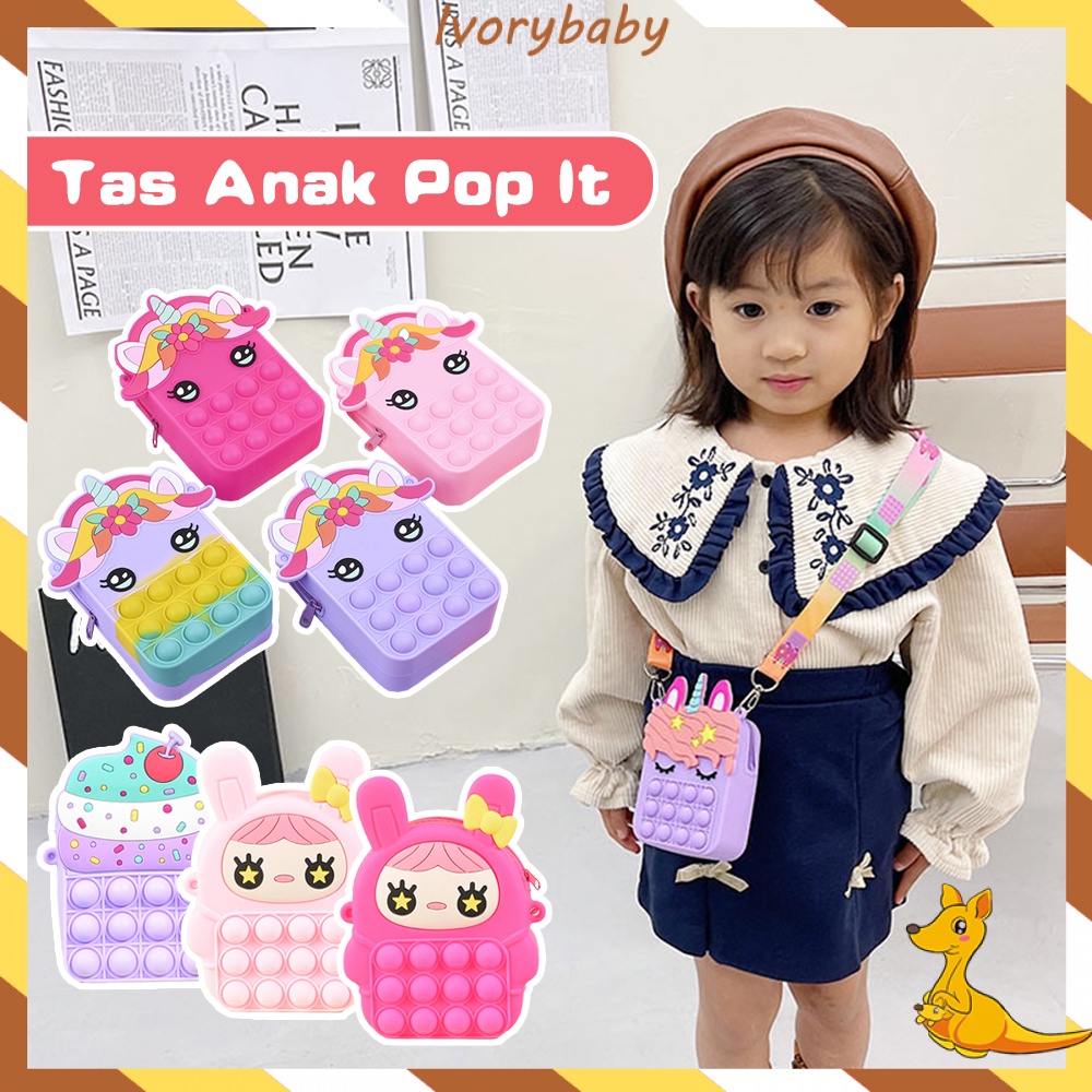 Ivorybaby Tas pop it anak Selempang Dompet anak Pop it jelly