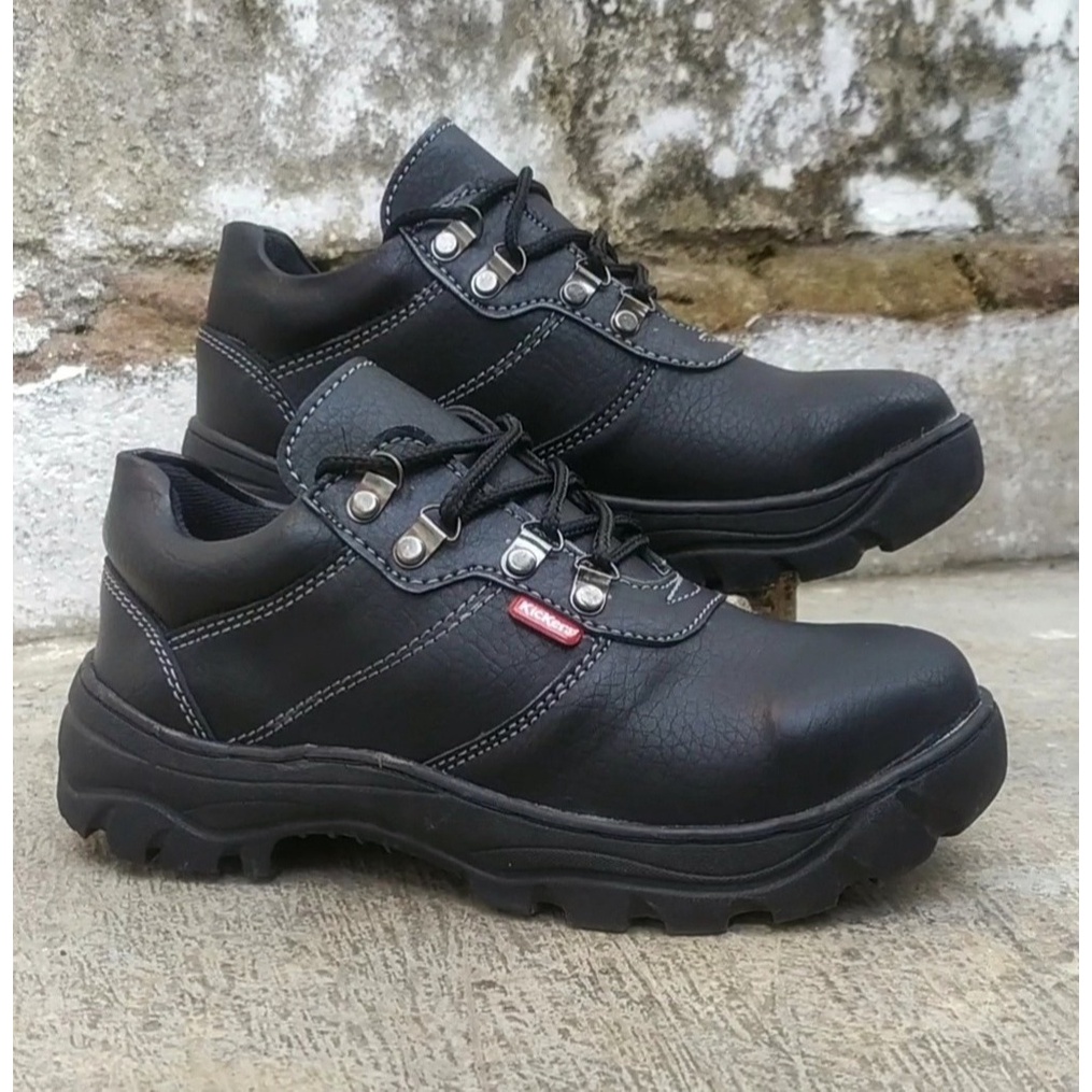 Sepatu Safety Murah King Kickers Gregor SKN Kulit Omega asli Sepatu Proyek Pabrik Pdh Pdl TNI Polisi ujung besi