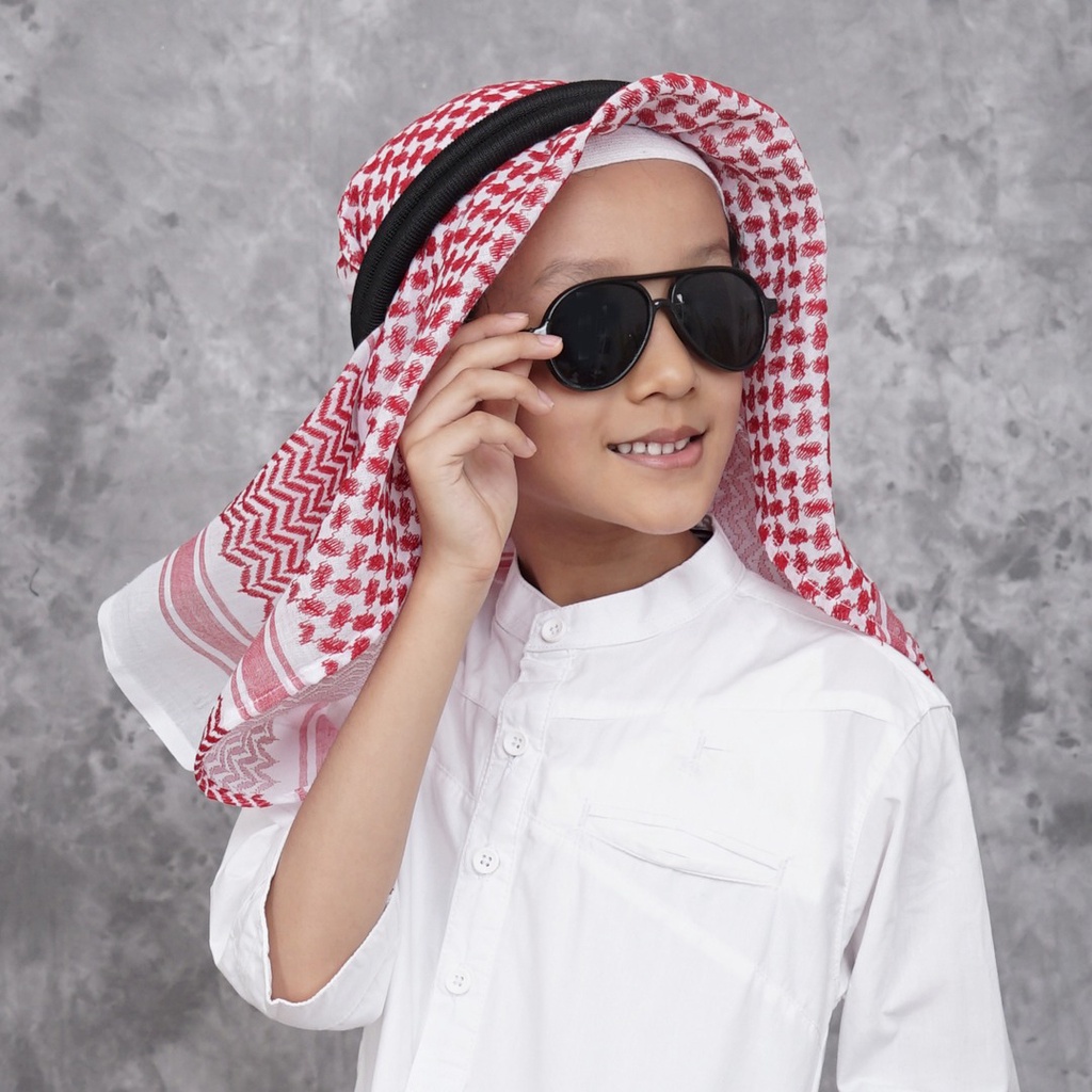 Sorban anak plus igal sorban arafat merah putih /sorban instan anak plus igal pengikat sorban