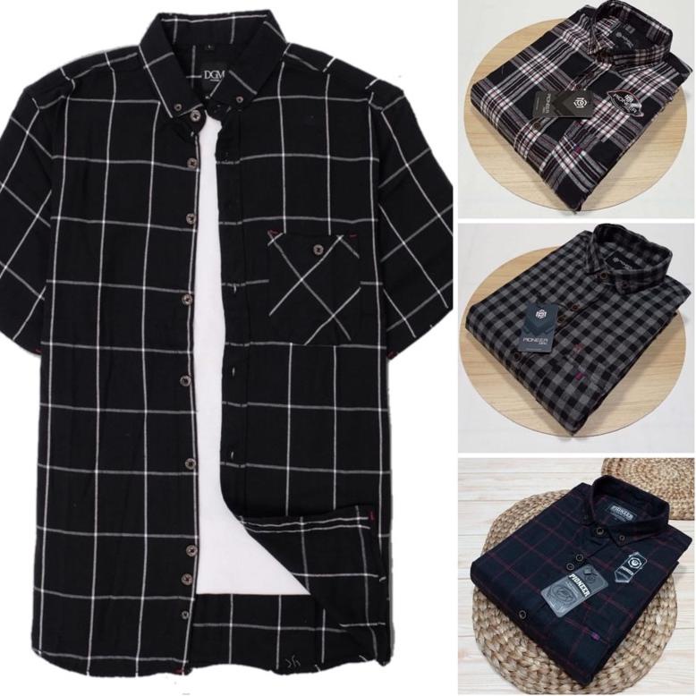 [PRODUK L6HN8] Kemeja Flanel Lengan Pendek Kemeja Pria Casual Flanel Pendek Kotak Premium BCN