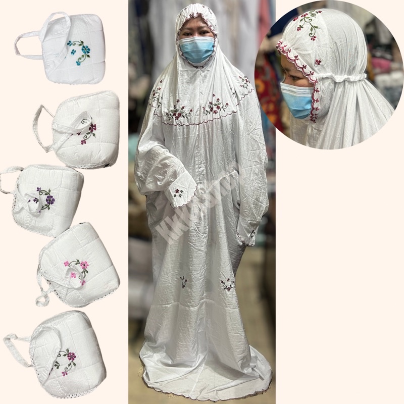 Mukena Dewasa Terusan Super Jumbo Travel Travelling Pouch Parasit / Parasut Crinkle Premium Khusus P