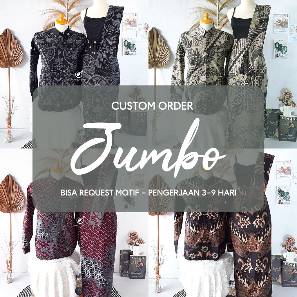 NAYAKA BATIK - Custom Order Ukuran Jumbo Batik Couple Modern All Varian Bisa Request Motif Ayana Andin Clara Margareta Kemeja Batik Lengan Panjang Rok Span Ukuran Besar XXL XXXL