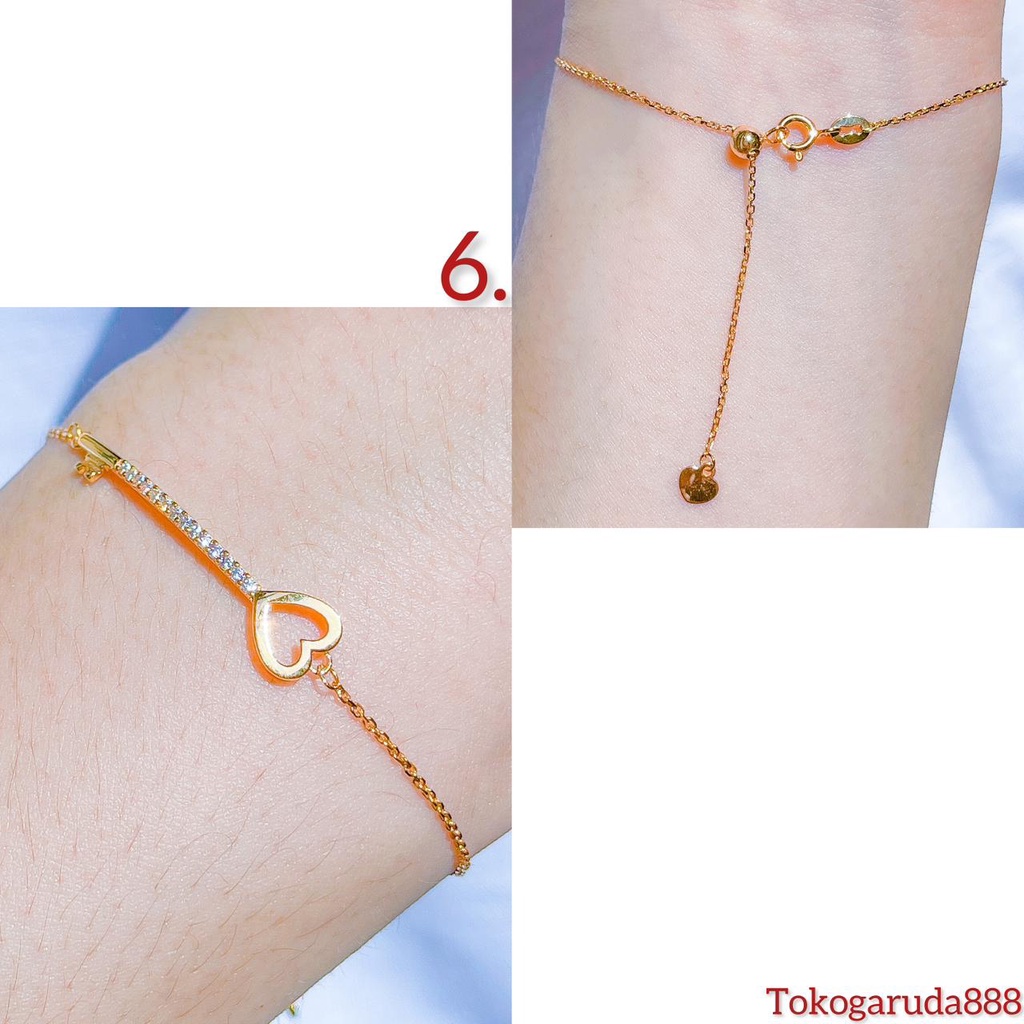 Gelang tangan SERUT anak dan dewasa emas asli kadar 700 70 16k V mariposa solitaire H tiff n co cartie love key listing branded kupu2 diamond look rantai adjustable 1 gram beige gold