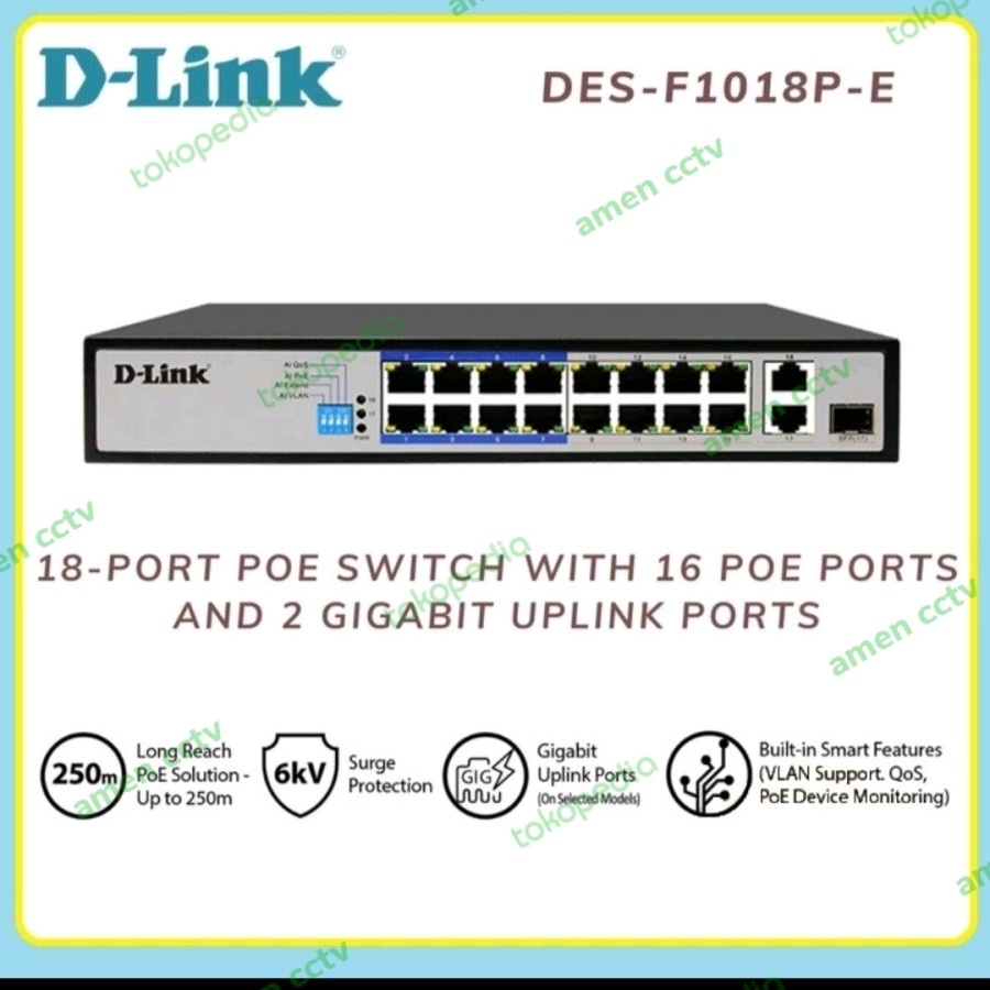 Poe Switch D-LINK DES F1018P-E 2bUplink + 16 PoE DLINK DESF1018PE