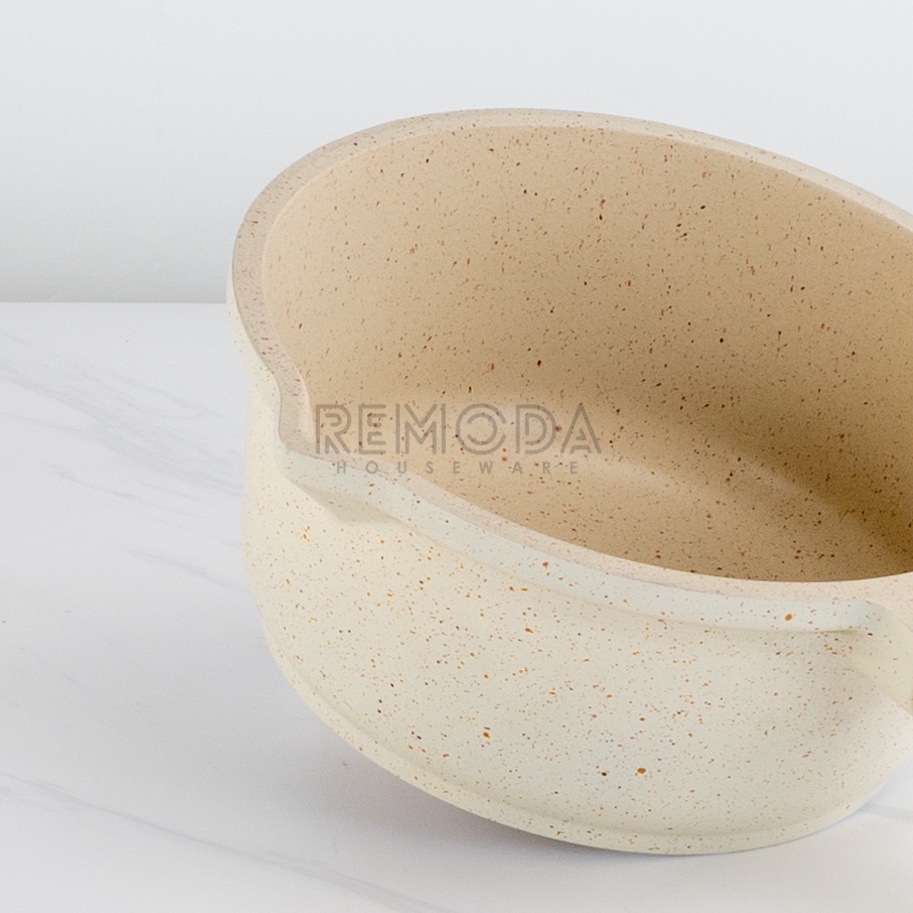 [Remoda] White Willow Milk Pot/Sauce Pan White Granite Induksi Warna Cream 18cm 100% Original