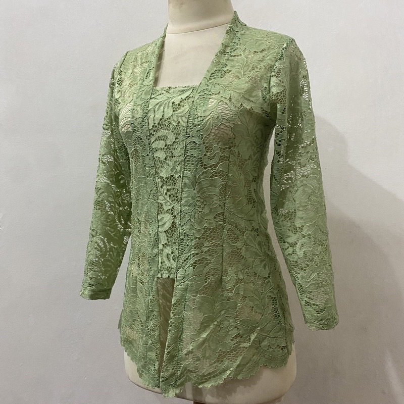 KEBAYA KUTU BARU PAYET MUTIARA SAGE GREEN ONE SET
