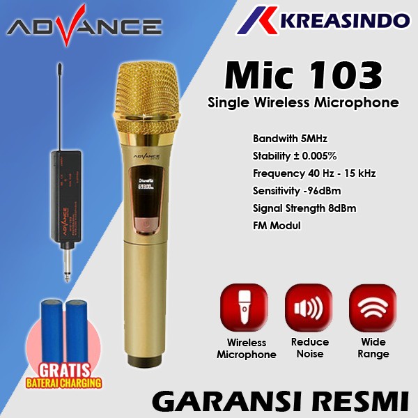 ADVANCE MIC103 / MIC-103 Single Microphone Wireless Mic Karoeke