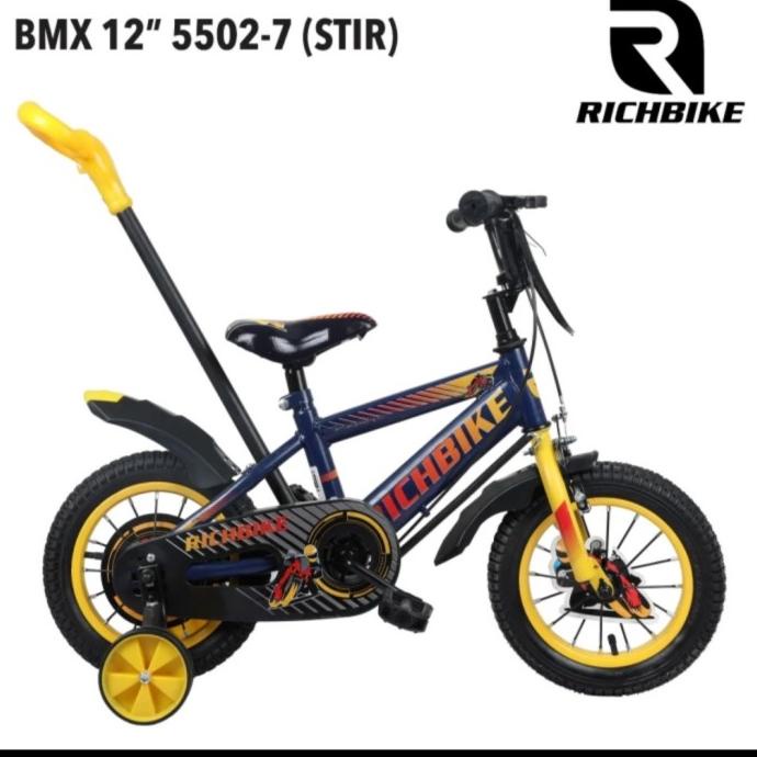 Sepeda Anak Bmx 12 Inch Richbike Dorongan Stir Ban Pompa #Original