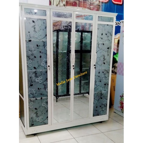 Lemari kaca Aluminium, almari Kaca aluminium, lemari baju, almari baju Cermin,dan stiker 2 Pintu dan 3 Pintu