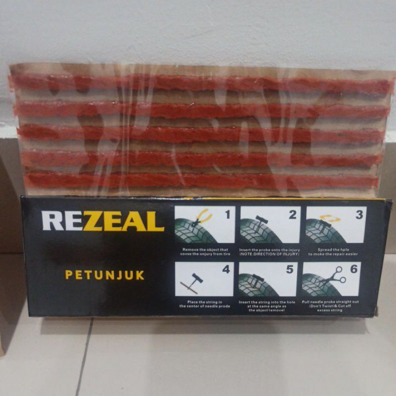 REZEAL KARET BAN TUBELESS CACING TUBELESS 1 BOX ISI 6 LEMBAR (30 BATANG)