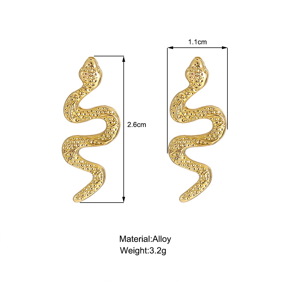 Anting Tusuk Ular Hewan Warna Emas Untuk Wanita Perhiasan Metal