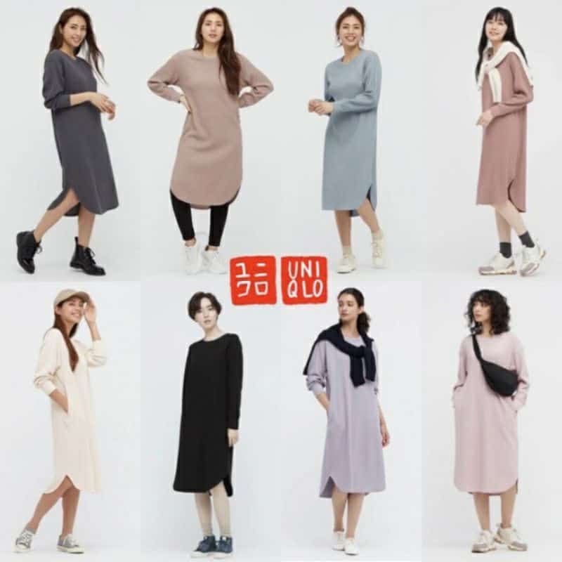 Dress Wanita Uniqlo Waffle Original Sisa Export/ Midi Dress Uniqlo
