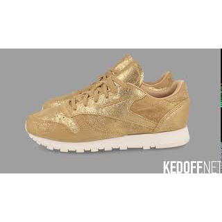 REEBOK CLASSIC LEATHER SHIMMER. WOMEN. BLACK.CHALK. ORIGINAL BS9856