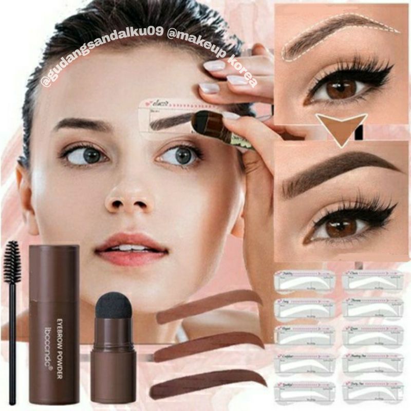 Ibcccndc Cetakan Alis Instan Bedak Alis Eyebrow Powder Eyebrow Stamp Alis Stempel Alis Waterproof dengan 10 Model Cetakan Alis